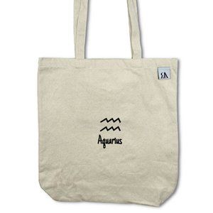 Aquarius astrology / zodiac embroidered tote bag